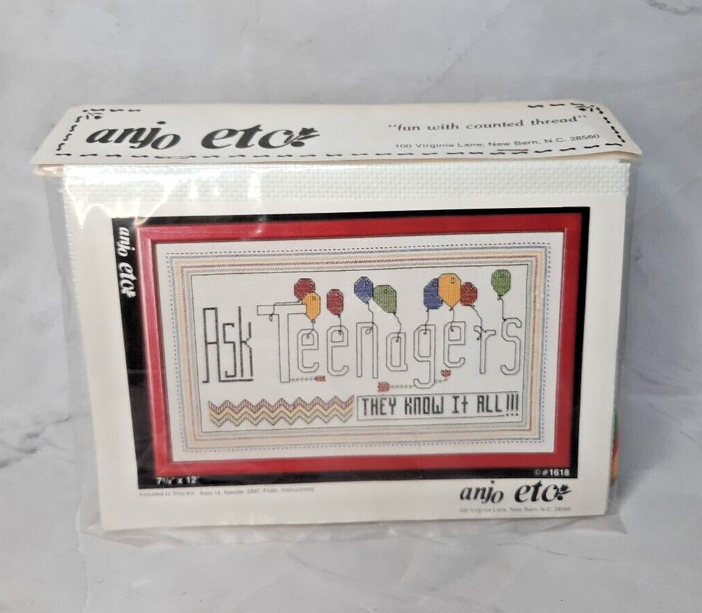 Vintage Anjo Etc Counted Cross Stitch Kit Ask Teenagers They Know It All